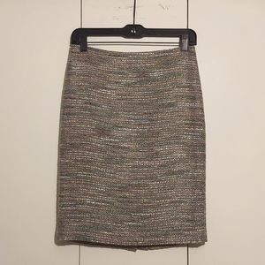 Ann Taylor Multicolored Tweed Boucle Knit Pencil Skirt Size 0 Grey